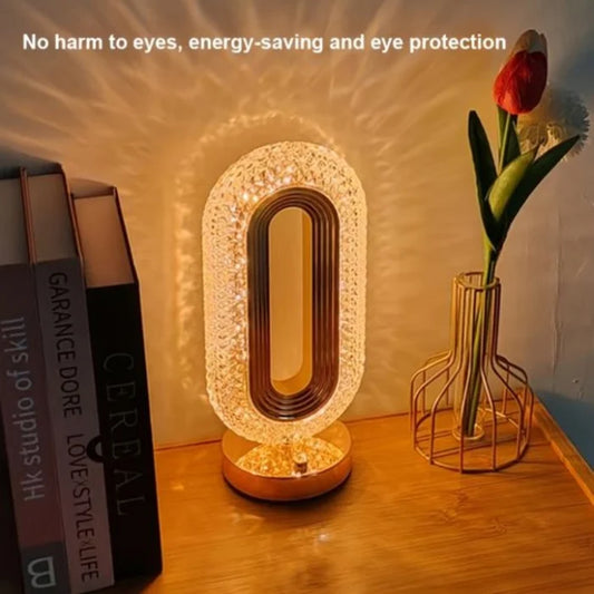 Veioză de Noptieră cu Abajur Cristal Acril & ABS, 5W, 3000mAh, Tactilă cu 3 Culori